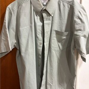 Mens Green Button Down Short Sleeve Shirt Size M